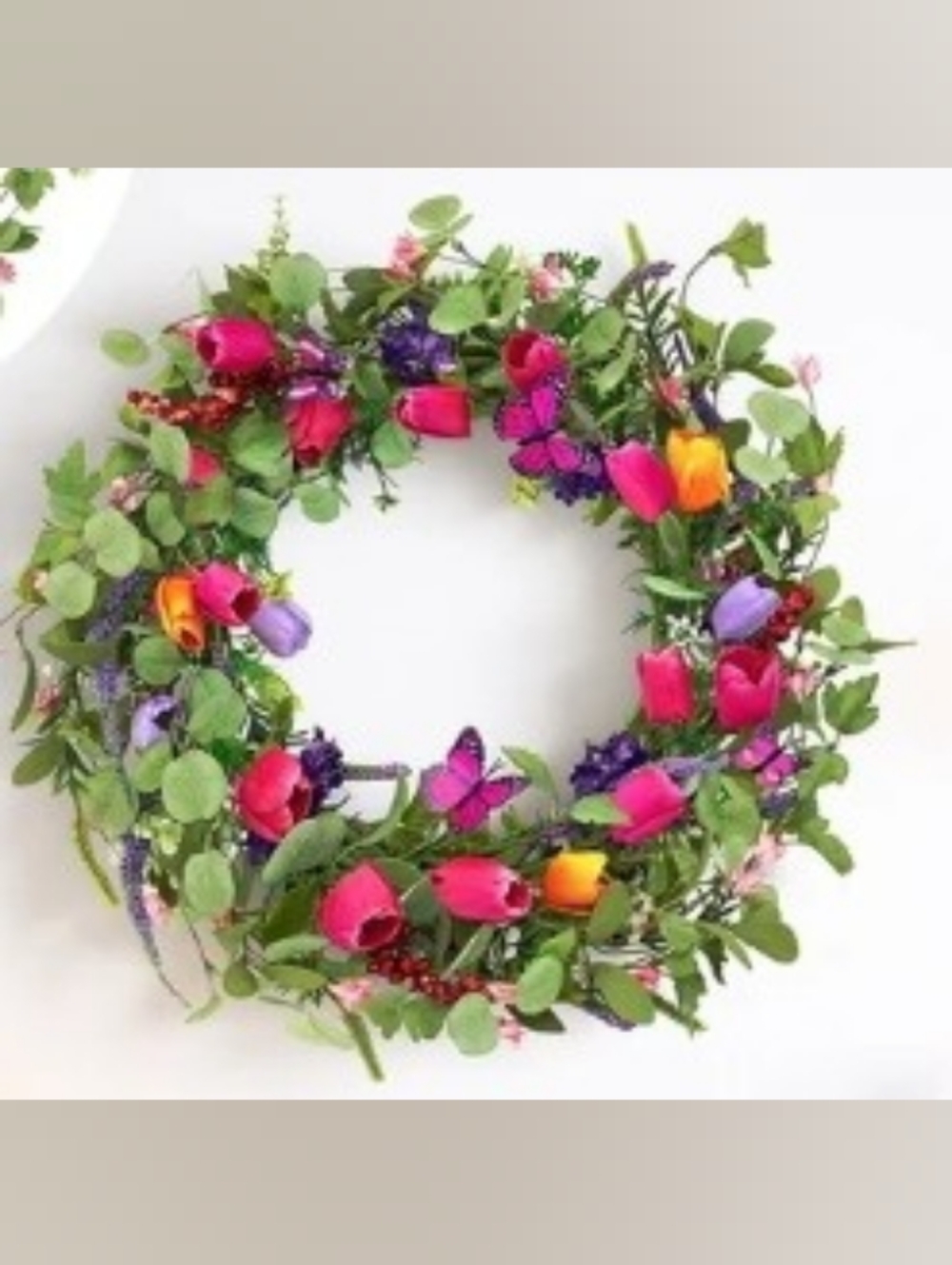 Bright Floral Spring Wreath Decor - 22 INCHES